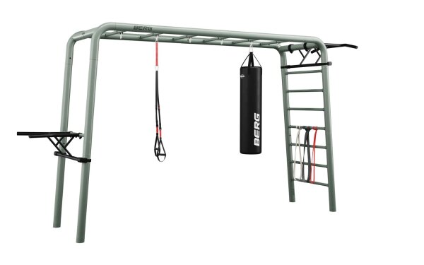 BERG PlayBase L Green Klettergerüst Schaukelgestell mit Reckstange und Leiter + Sports set