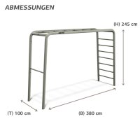 BERG PlayBase L Green Klettergerüst Schaukelgestell mit Reckstange und Leiter