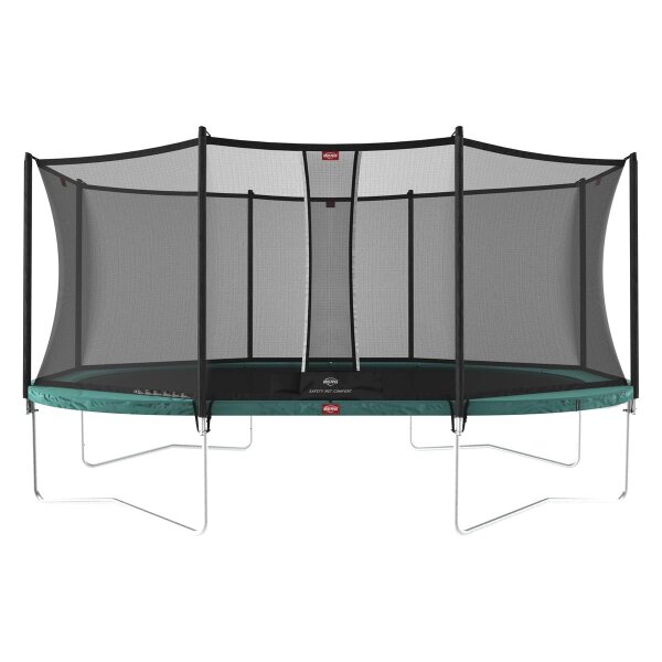 BERG Trampolin oval 520 x 345 cm grün mit Sicherheitsnetz Comfort Grand Favorit Regular