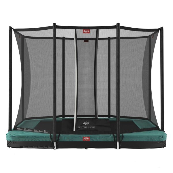 BERG Trampolin InGround rechteckig 280 x 190 cm grün mit Sicherheitsnetz Comfort Ultim Favorit