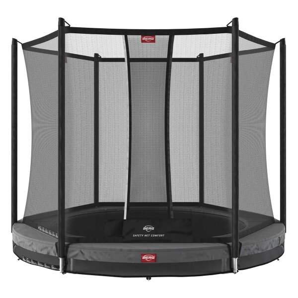 BERG Trampolin InGround rund 200 cm grau mit Sicherheitsnetz Comfort Favorit