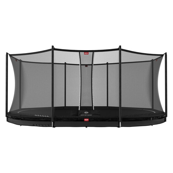 BERG Trampolin Favorit InGround oval 520 x 345 cm schwarz mit Sicherheitsnetz Comfort Grand Favorit