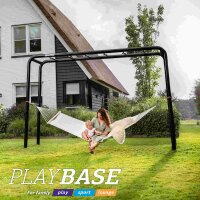 BERG PlayBase M Black Klettergerüst Schaukelgestell mit Reckstange u. Leiter inkl. Gummischaukel, Trapez und Kletterwand