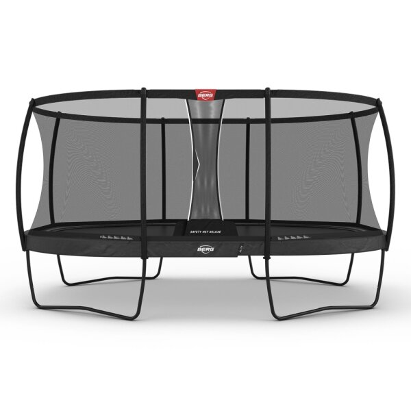 BERG Trampolin oval Grand Elite Regular 520 grau + Safety Net Deluxe Airflow pro