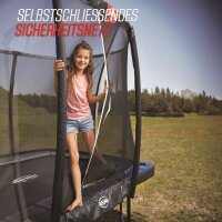 BERG Trampolin Rechteckig 500 cm Ultim Champion FlatGround Grey / grau + Safety Net DLX XL