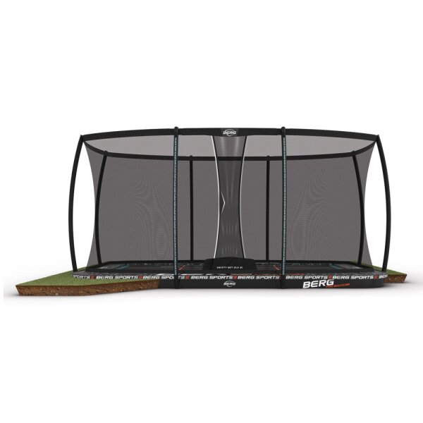 BERG Trampolin Rechteckig 500 x 300 cm cm Ultim Pro Bouncer FlatGround + Safety Net DLX XL