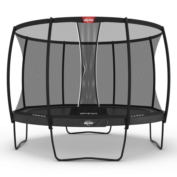BERG Trampolin rund Elite Regular 430 Grau + Sicherheitsnetz DLX XL Airflow pro