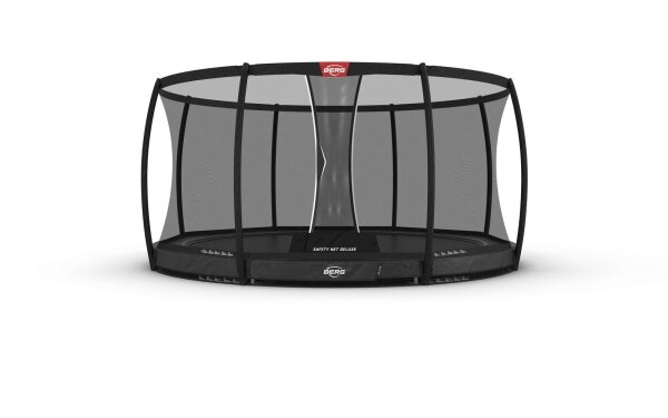 BERG Trampolin Rund 430 cm Elite InGround Grau + Sicherheitsnetz Deluxe Airflow pro