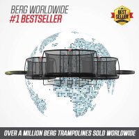 BERG Trampolin Rund 430 cm Elite InGround Grau + Sicherheitsnetz Deluxe Airflow pro