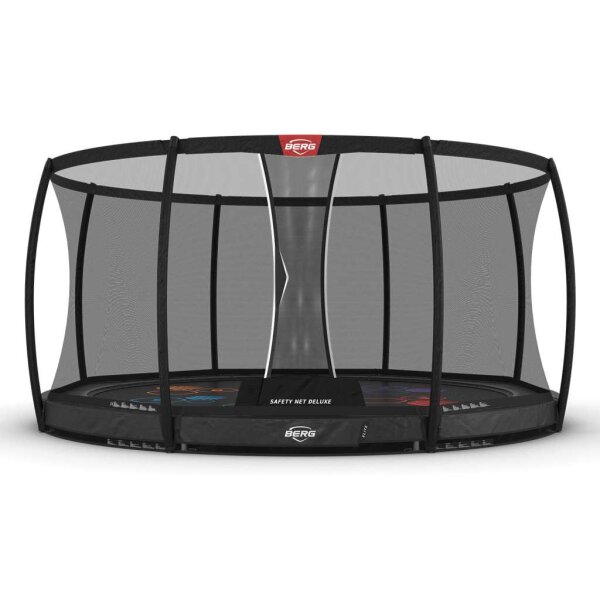 BERG Trampolin Rund 430 cm Elite InGround Grau Levels + Safety Net DLX XL