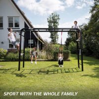 BERG PlayBase L Sport Klettergerüst Heim Fitnessgerät mit Dip-Bar, Klimmzustange, Fitness-Seil & Turnringe