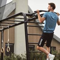 BERG PlayBase L Sport Klettergerüst Heim Fitnessgerät mit Dip-Bar, Klimmzustange, Fitness-Seil & Turnringe