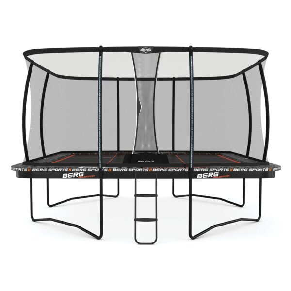 BERG Trampolin rechteckig Trampolin Regular 5 x 5 m Ultim Pro Bouncer rechteckig + Sicherheitsnetz XL