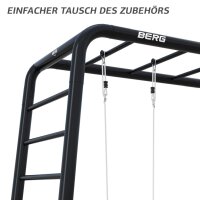 BERG PlayBase L Black Klettergerüst Schaukelgestell mit Basketballkorb, Torwand & Kletterwand