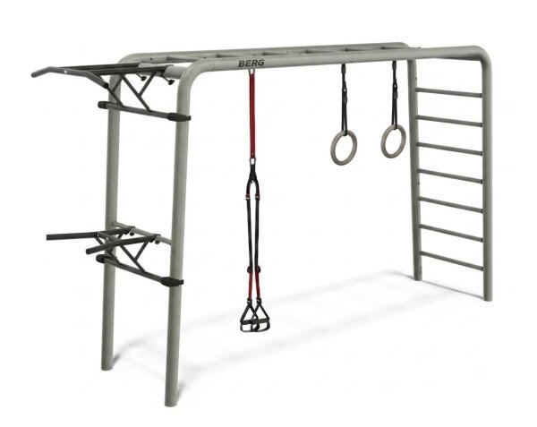 BERG PlayBase L Green Sport Klettergerüst  Heim Fitnessgerät  Green mit Dip-Bar, Klimmzustange, Fitness-Seil & Turnringe