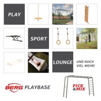 BERG PlayBase L Green Klettergerüst Schaukelgestell mit Reckstange und Leiter mit Basketballkorb, Torwand & Kletterwand