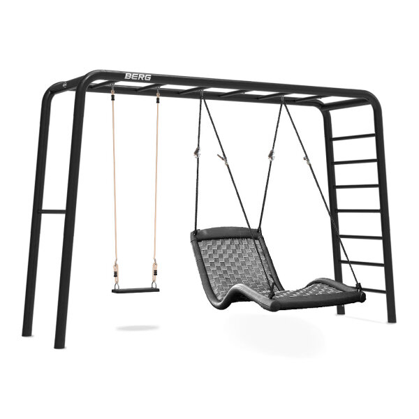 BERG PlayBase L Relax Black Klettergerüst Schaukelgestell mit Relaxschaukel L & Gummischaukel