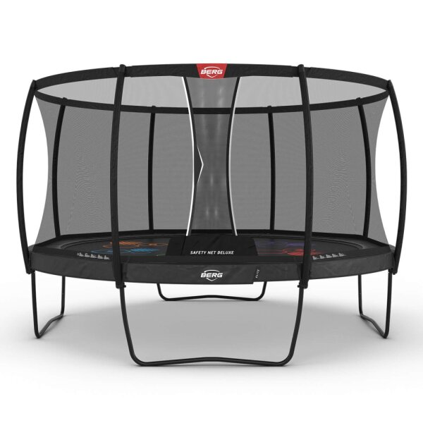 BERG Trampolin rund Elite Regular 430 Grau Levels + Safety Net Deluxe