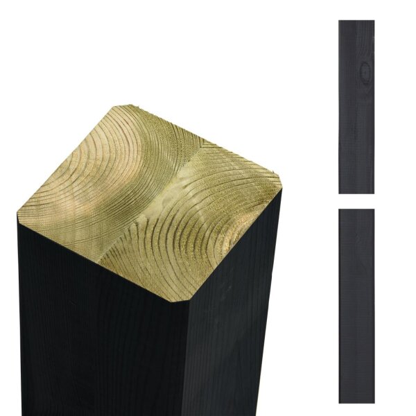 PLUS Cubic Premium-Pfosten 9 x 9 x 369 cm - Schwarz