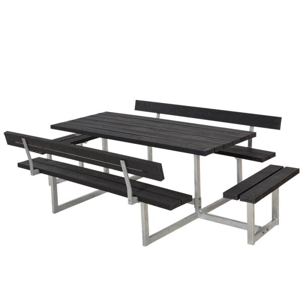 PLUS Basic Kombimöbel mit 2 Anbausätzen und 2 Rückenlehnen - 260 cm - RePlast - Schwarz