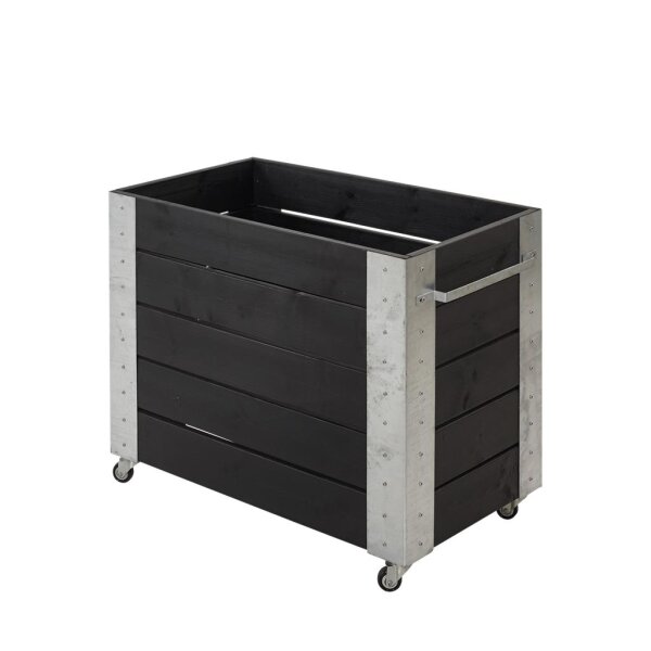 PLUS Cubic Blumenkasten mit Rädern - 50 x 87 x 70 cm - Schwarz