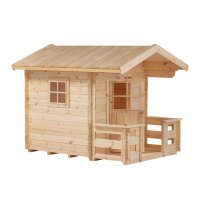 PLUS Spielhaus mit Terrasse - 198 x 162 x 153 cm unbehandelt