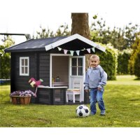 PLUS Spielhaus mit Terrasse - 198 x 162 x 153 cm unbehandelt