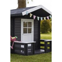 PLUS Spielhaus mit Terrasse - 198 x 162 x 153 cm unbehandelt