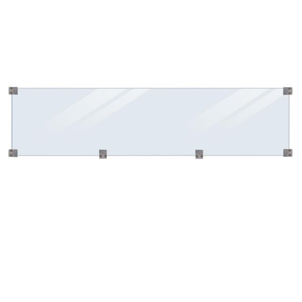 PLUS Klink / Plank Gehärtetes Glaszaun - klar - inkl. Beschlag / schwarze Glasliste - Länge 174 cm