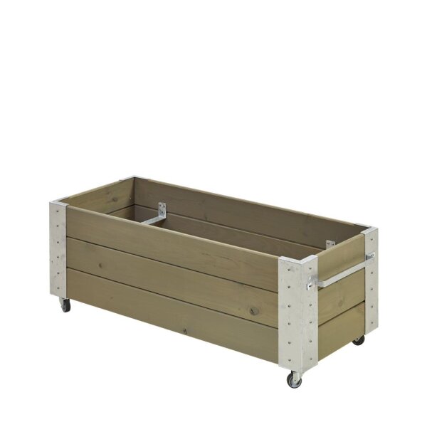 PLUS Cubic Blumenkasten mit Rädern - 120 x 45 cm - Graubraun