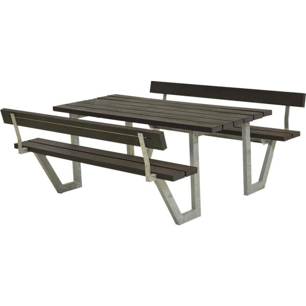 PLUS Wega Kombimöbel mit 2 Rückenlehnen - 177 cm - RePlast - Schwarz