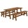 PLUS Country Plankengarnitur - 177 cm - 1 Tisch und 2 Bänke - Farbgrundiert Teak