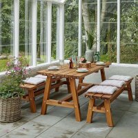 PLUS Country Plankenbank - 177 cm - Farbgrundiert Teak