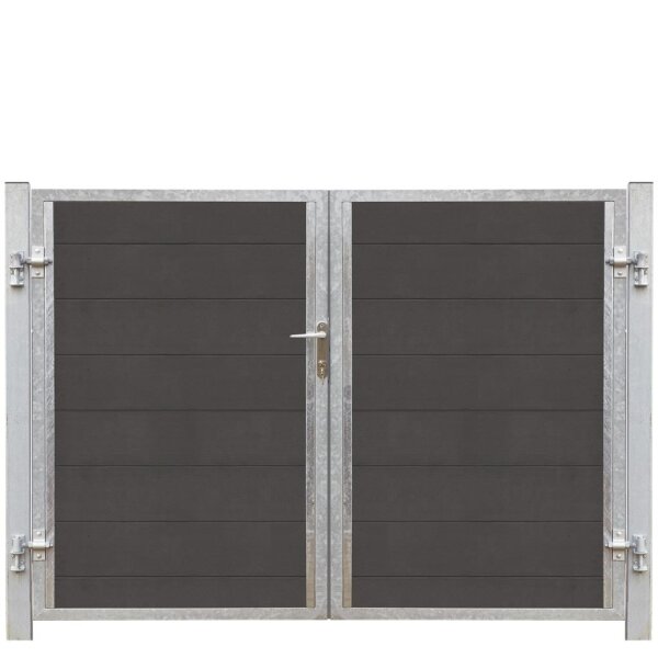 PLUS Futura WPC Doppeltor links - 197×145 cm + 16 cm Pfosten