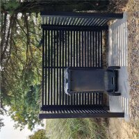 PLUS Tokyo Mülltonnenverkleidung - schwarz - Mit Holzpfosten sim Eingraben