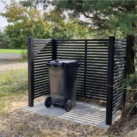 PLUS Tokyo Mülltonnenverkleidung - schwarz - Mit Holzpfosten sim Eingraben