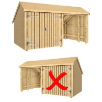 PLUS Multi Gartenhaus 10,5 m² - 2 Module Doppeltür & offene Fassade - 10,5 m² unbehandelt