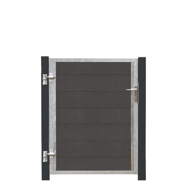 PLUS Futura WPC-Tor links - 99×127 cm + 16 cm grauschwarze Pfosten