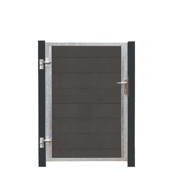 PLUS Futura WPC-Tor links - 99×145 cm + 16 cm grauschwarze Pfosten