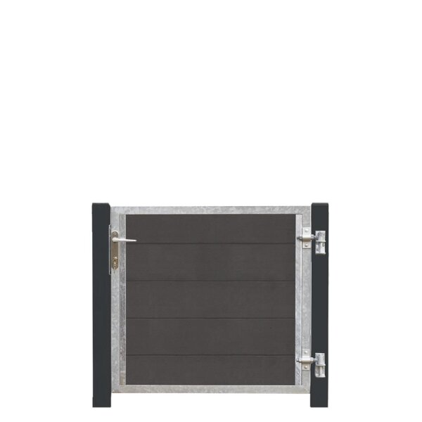 PLUS Futura WPC-Tor rechts - 99×91 cm + 16 cm grauschwarze Pfosten