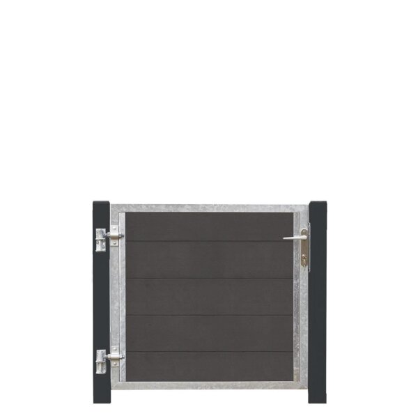 PLUS Futura WPC-Tor links - 99×91 cm + 16 cm grauschwarze Pfosten
