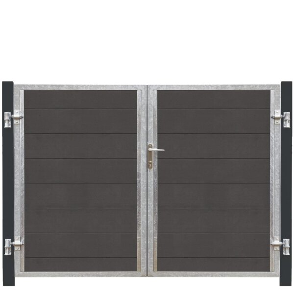 PLUS Futura Doppeltor rechts - 197×145 cm + 16 cm grauschwarze Pfosten
