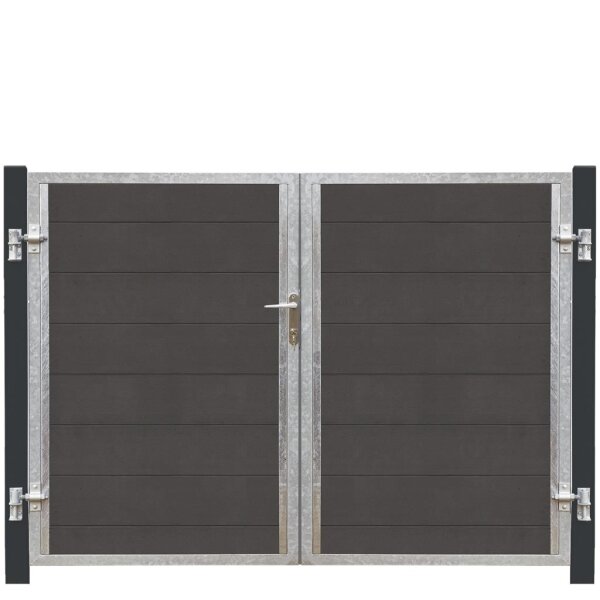 PLUS Futura Doppeltor links - 197×145 cm + 16 cm grauschwarze Pfosten