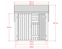PLUS Fahrradunterstand m / Doppeltür 5,7 m² - unbehandelt - inkl. Dachpappe / Aluleisten.