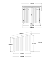 PLUS Nordic Fahrradunterstand 5 m² - 1 Modul Doppeltür m. Dachpappe / Aluleisten / H-Pfostenfüße