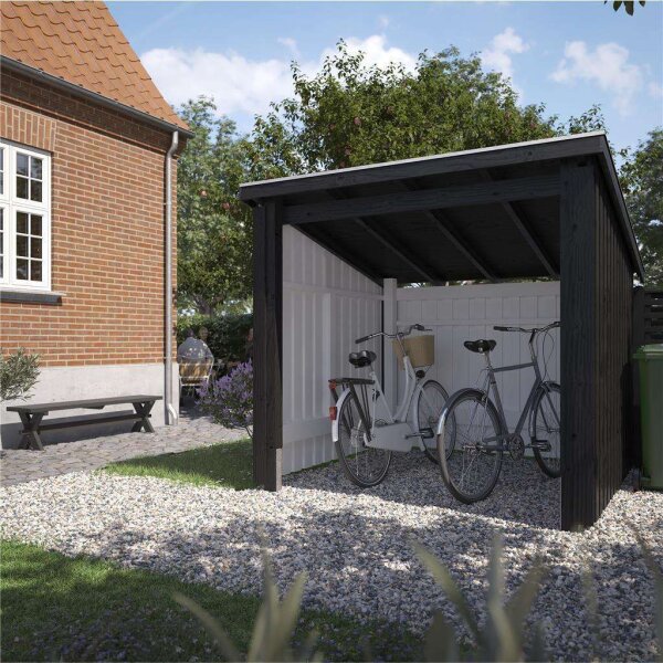 PLUS Nordic Fahrradunterstand 5 m² - 1 Modul offen m. Dachpappe / Aluleisten