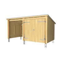 PLUS Nordic Multi Gartenhaus 9,5 m² - 2 Module Doppeltür & offene Fassade m. Dachpappe / Aluleisten / H-Pfostenfüße