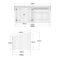 PLUS Nordic Multi Gartenhaus 9,5 m² - 2 Module Doppeltür & offene Fassade m. Dachpappe / Aluleisten / H-Pfostenfüße