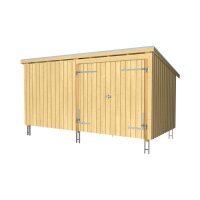 PLUS Nordic Multi Gartenhaus 9,5 m² - 2 Module Doppeltür & Fassade m. Dachpappe / Aluleisten / H-Pfostenfüße