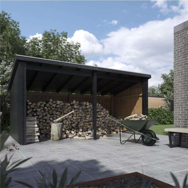 PLUS Nordic Multi Gartenhaus 9,5 m² - 2 Module offen m. Dachpappe / Aluleisten